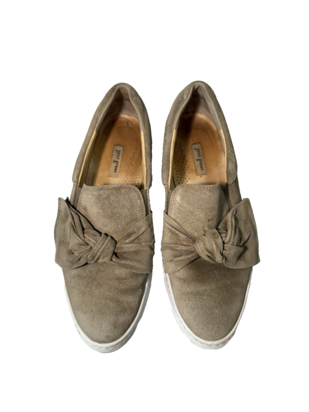 Paul Green Micky Taupe Suede Bow Slip On Sneakers Shoes US size 8 UK size 5.5